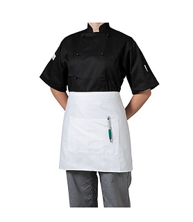 HEADCHEF Apron White 1/2 With Pocket Poly/Cotton