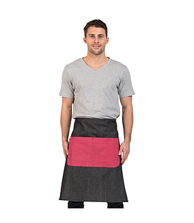 Cafe Series Grey Combo Apron Waist Grey/Cherry