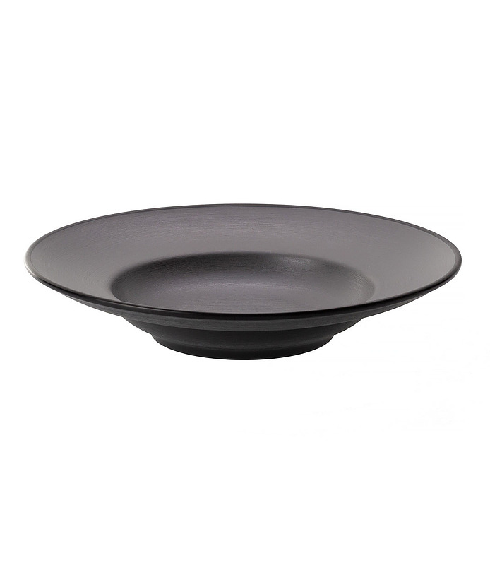 Coucou Melamine Round Deep Plate Grey and Black 265mm (12/24)