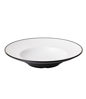 Coucou Melamine Round Deep Plate White and Black 265mm (12/24)