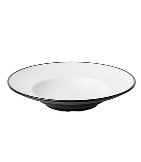 Coucou Melamine Round Deep Plate White and Black 265mm