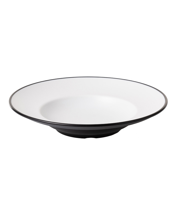 Coucou Melamine Round Deep Plate White and Black 265mm