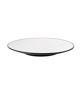 Coucou Melamine Round Plate White and Black 250mm 