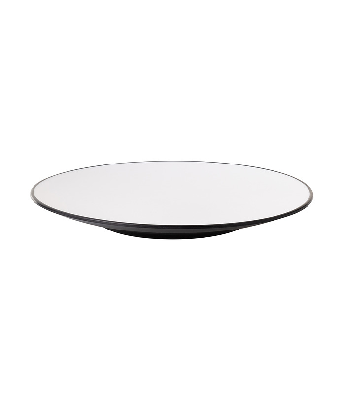 Coucou Melamine Round Plate White and Black 250mm 
