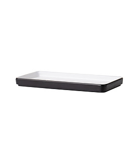Coucou Melamine Rectangular Plate White and Black 250 x 120mm