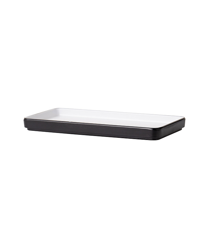Coucou Melamine Rectangular Plate White and Black 250 x 120mm (12/48)