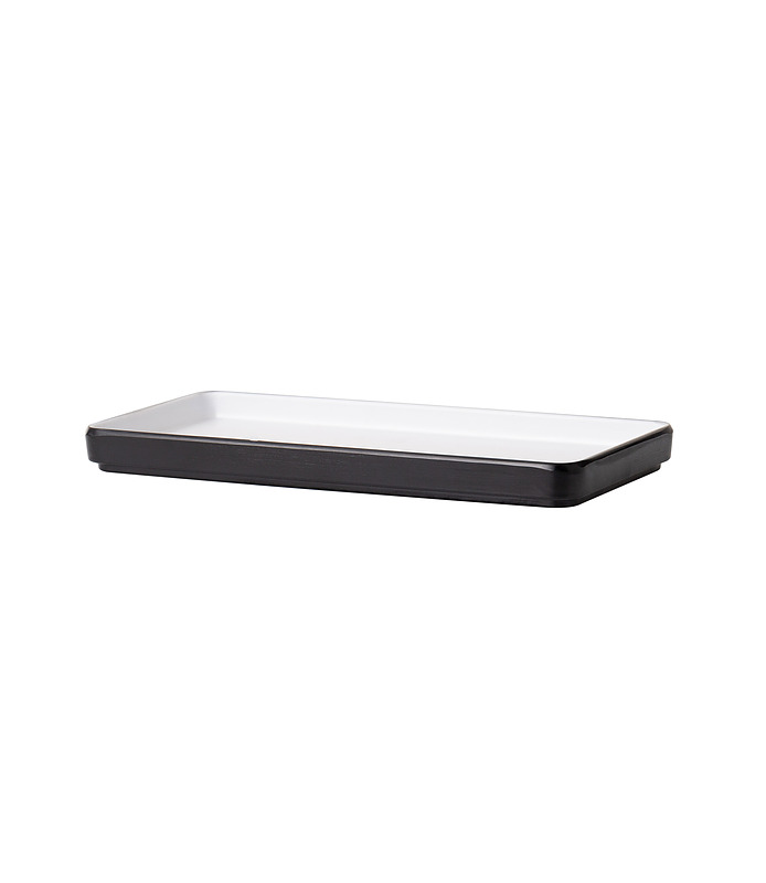 Coucou Melamine Rectangular Plate White and Black 250 x 120mm