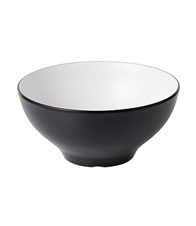 Coucou Melamine Round Noodle Bowl White and Black 210mm