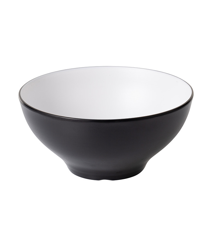 Coucou Melamine Round Noodle Bowl White and Black 210mm