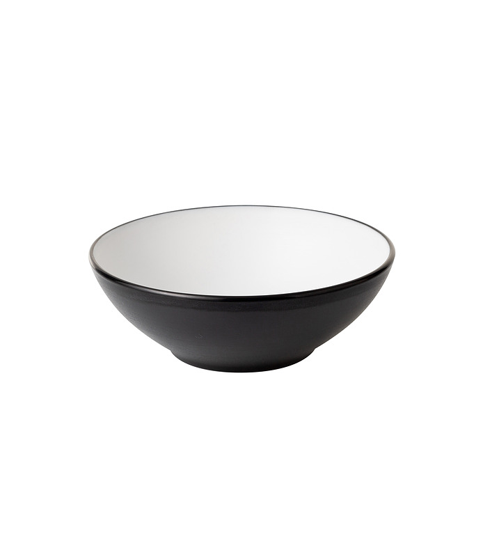 Coucou Melamine Round Bowl White and Black 160mm (12/72)