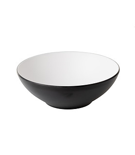 Coucou Melamine Round Bowl White and Black 210mm