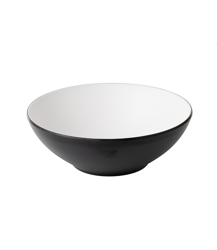 Coucou Melamine Round Bowl White and Black 210mm