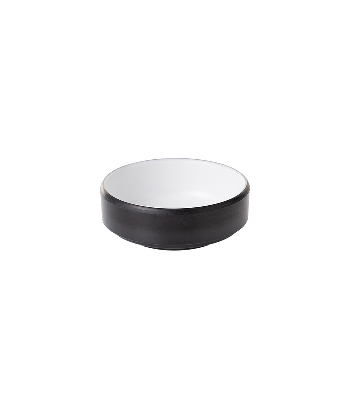 Coucou Melamine Round Sauce Dish White and Black 76mm