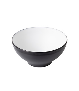 Coucou Melamine Round Noodle Bowl White and Black 165mm