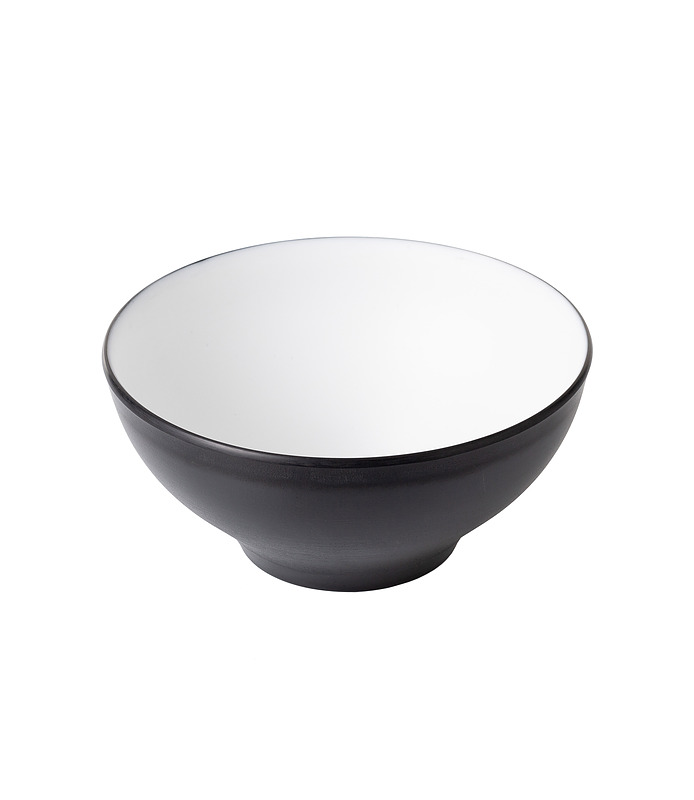 Coucou Melamine Round Noodle Bowl White and Black 165mm