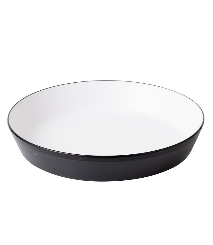 Coucou Melamine Flat Round Bowl White and Black 290mm