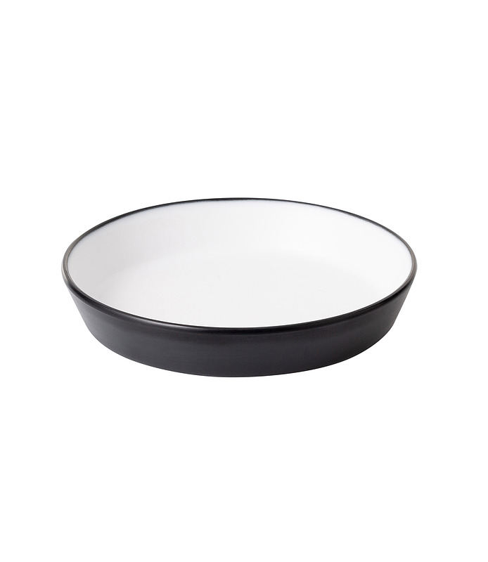 Coucou Melamine Flat Round Bowl White and Black 190mm (12/48)