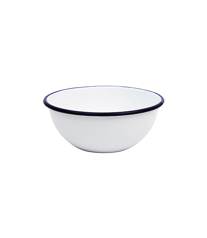 Enamel Pudding Bowl Blue Rim 140mm