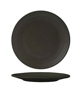 Zuma Plate Round Ribbed Charcoal 265mm