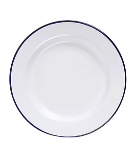 Enamel Dinner Plate Blue Rim 300mm