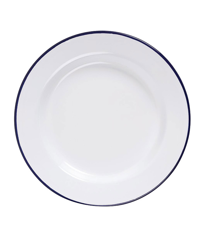Enamel Dinner Plate Blue Rim 300mm