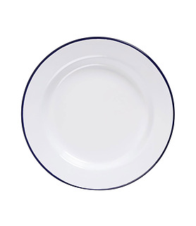 Enamel Dinner Plate Blue Rim 245mm