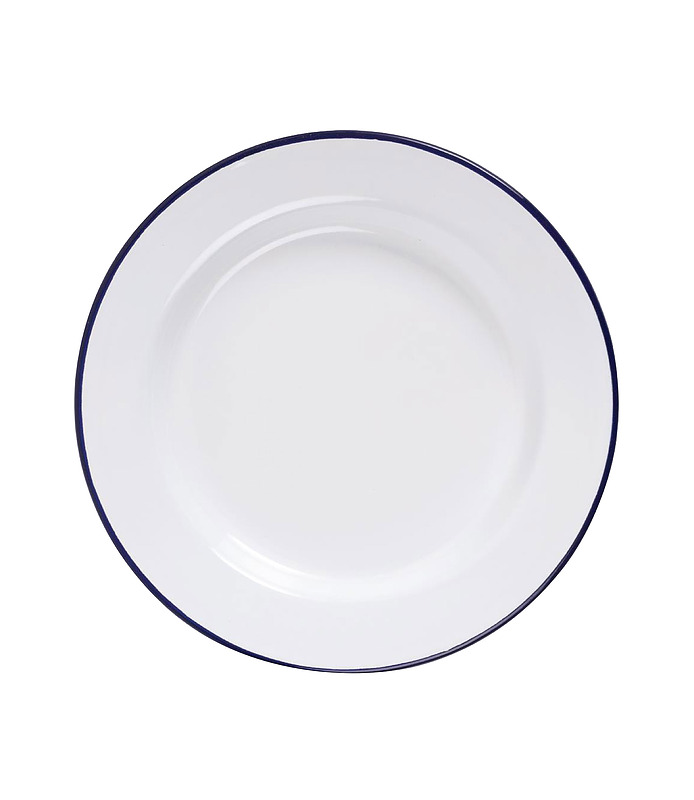 Enamel Dinner Plate Blue Rim 245mm
