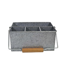 Coney Island Galvanised 4 Compartment Caddy With Handle