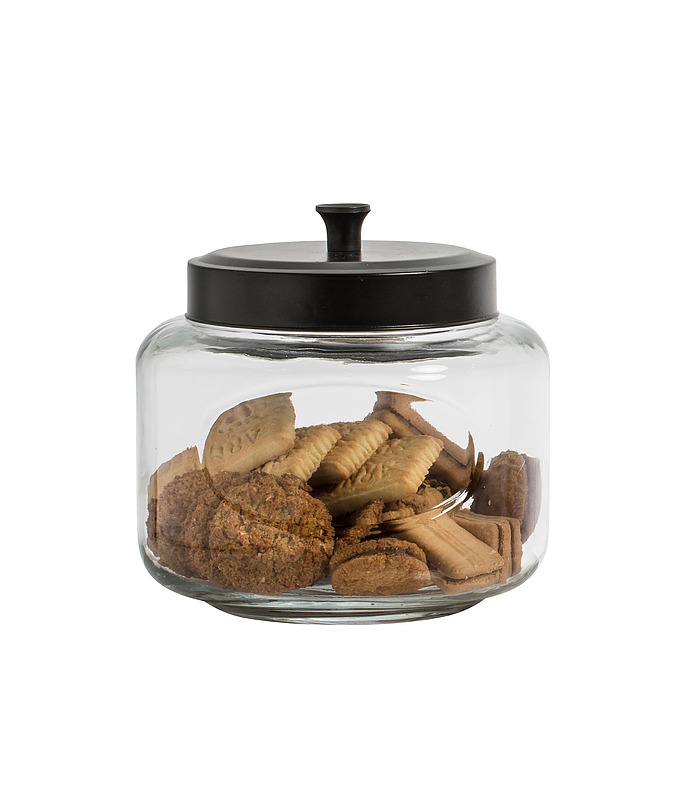 Glass Cookie Jar With Push Lid 3.2L