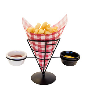 Wire French Fry Holder 2 Sauce Compartments