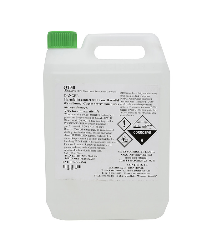 QT50 Broad Spectrum Surface Sanitiser 5L (Dangerous Goods)