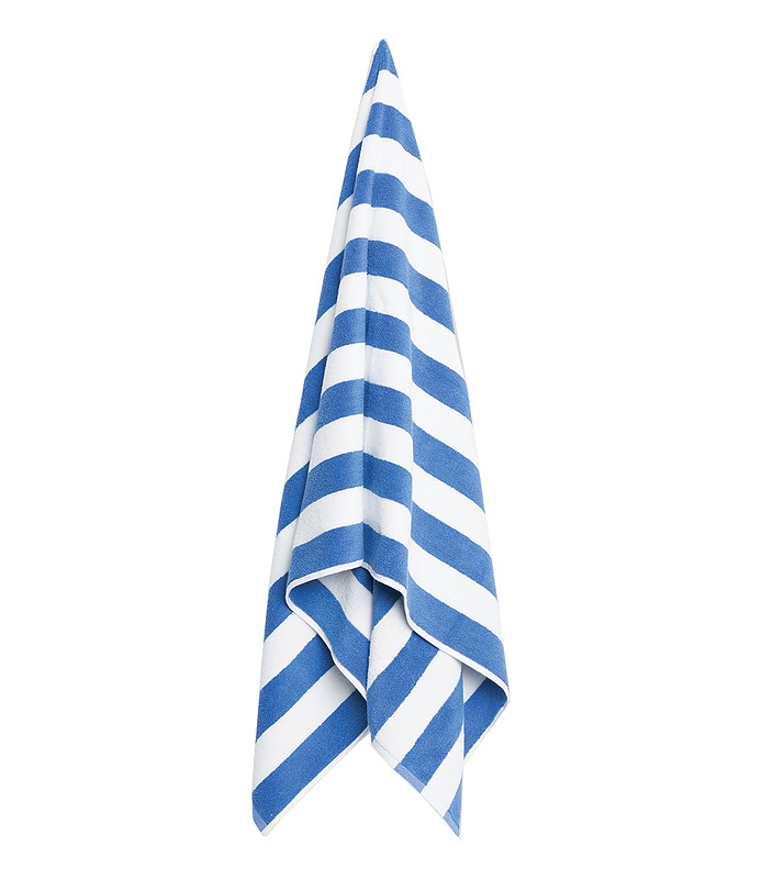 Simba Pool Towel Blue/White Stripe 100% Cotton 75 x 150cm