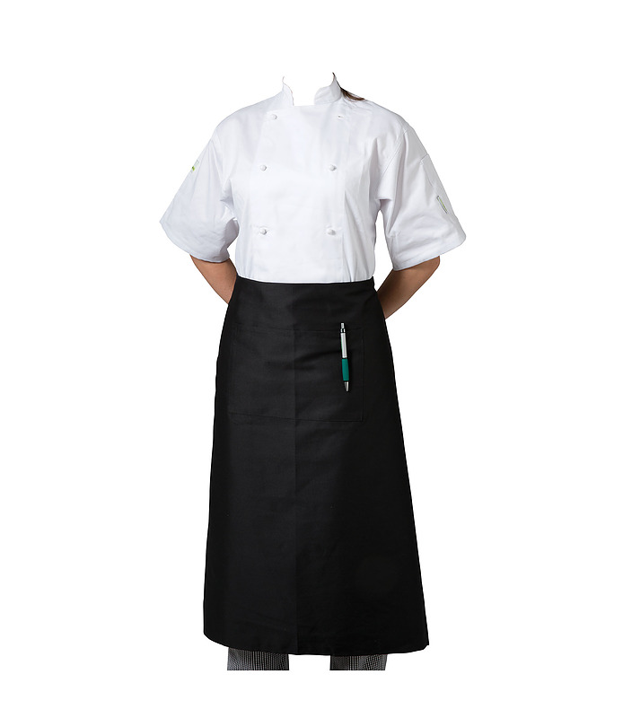 HEADCHEF Apron Black 3/4 With Pocket Poly/Cotton