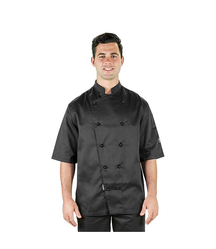 PROCHEF Chef Jacket Classic Short Sleeve Black Medium