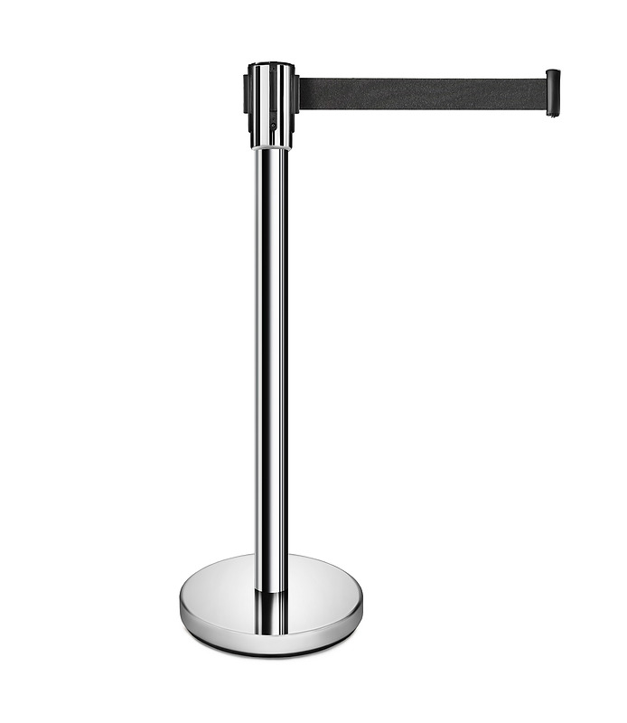 Stainless Steel Barrier Stand With Black Retractable Belt