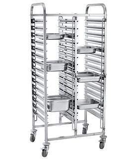 Steam Pan Trolley 1/1 Size x 15 Tiers Double 740 x 550 x 1750mm