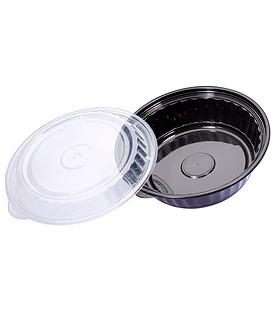 Round Container 960ml/32oz Black With Clear Lid 150 Per Ctn