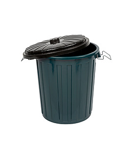 Bin With Lid Ribbed Green 55L