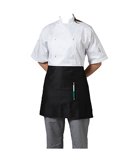 HEADCHEF Apron Black 1/2 With Pocket Poly/Cotton
