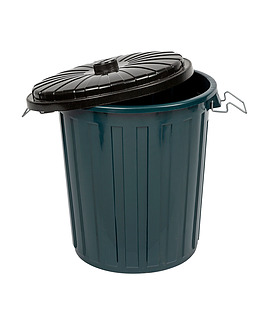 Bin With Lid Ribbed Green 72L