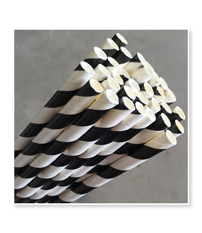 Black & White Stripe Regular Paper Straw 2500 Per Ctn