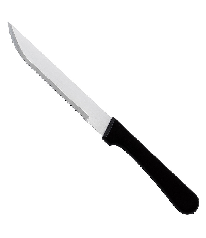 Pointed Tip Steak Knife Black Handle - 12 Per Box