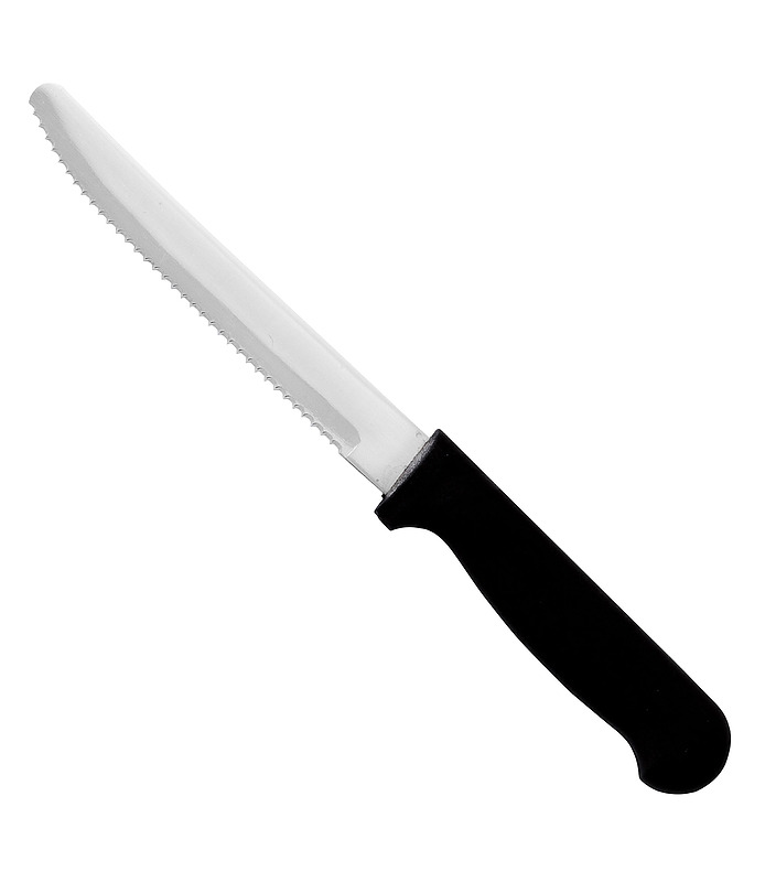 Rounded Tip Steak Knife Black Handle - 12 Per Box
