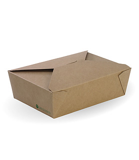BioBoard Lunch Box Kraft 197 x 140 x 64mm 200 Per Ctn