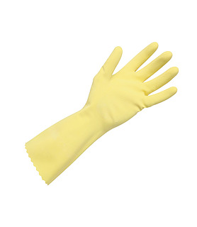Gloves Rubber Flock Lined Large Yellow Pair