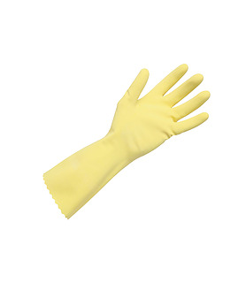 Gloves Rubber Flock Lined Medium Yellow Pair