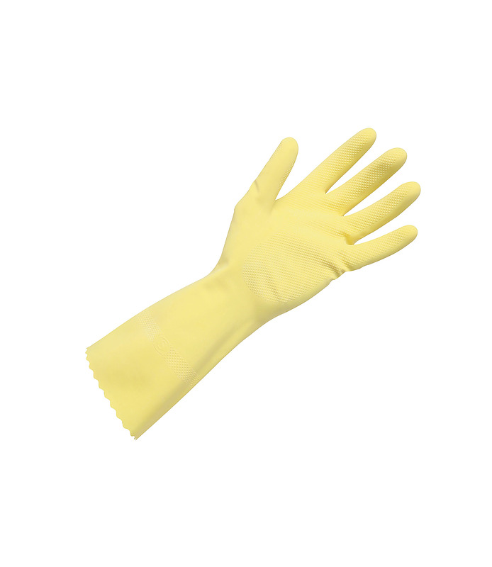 Gloves Rubber Flock Lined Medium Yellow Pair