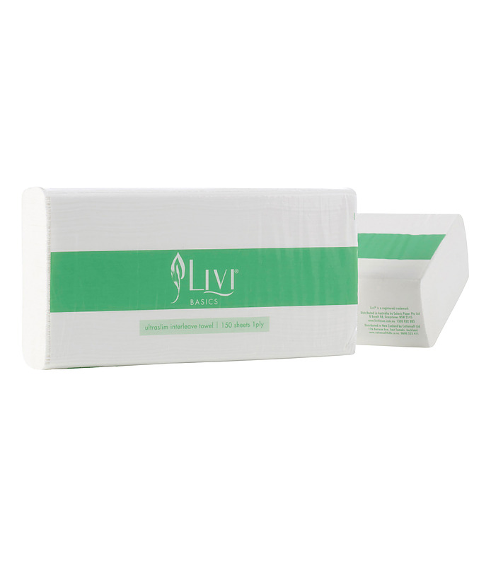 Livi Basics Ultraslim Towel 1ply 150 Sheets 16 Per Ctn