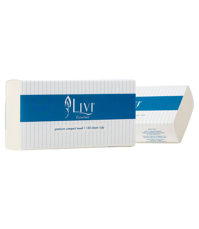 Livi Essentials Compact Towel 1ply 150 Sheets 16 Per Ctn