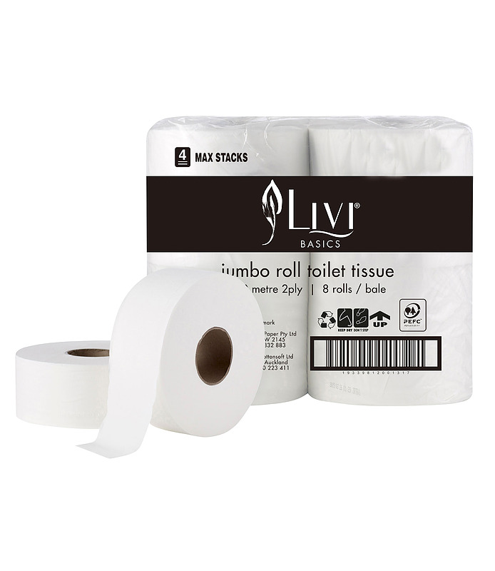 Livi Basics Jumbo Toilet Tissue 2ply 300 Mtrs 8 Per Ctn